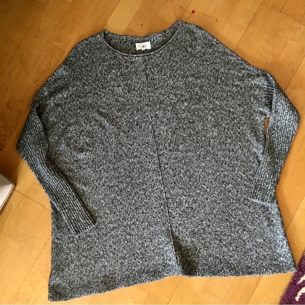 Lou & Grey Oversized, Lightweight Marled Sweater, Black, White, Size L